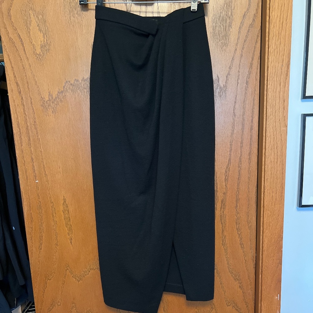 Donna Karan Essentials Black wool wrap skirt